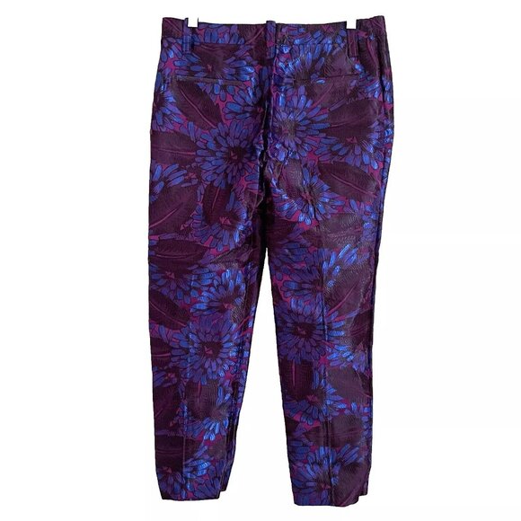 J. Crew Garden Ankle Crop Pants Midnight Floral Jacquard Size 6 - Picture 2 of 10